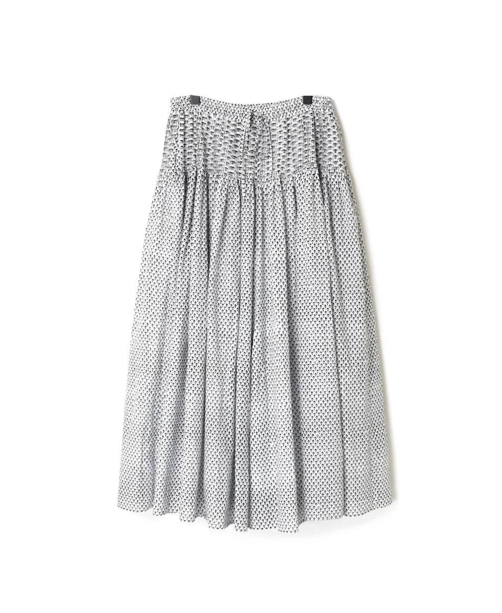 ◯INMDS23045 (キュロット) 80’S VOILE SMALL FLOWER BLOCK PRINT CULOTTES WITH MINI PINTUCK