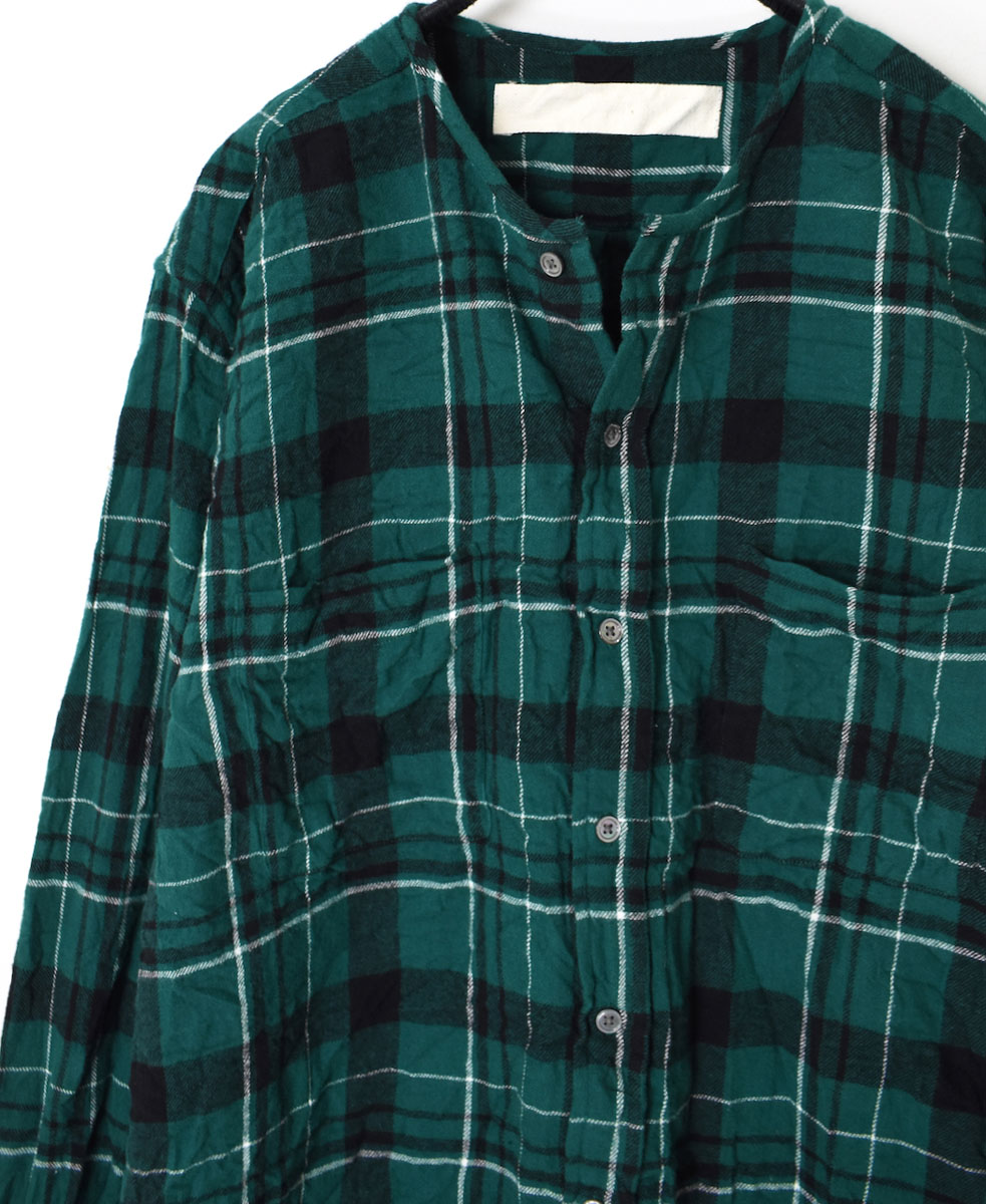 NVL2311FCW (シャツ) COTTON FLANNEL CHECK CREW-NECK L/SL OVERSIZED SHIRT