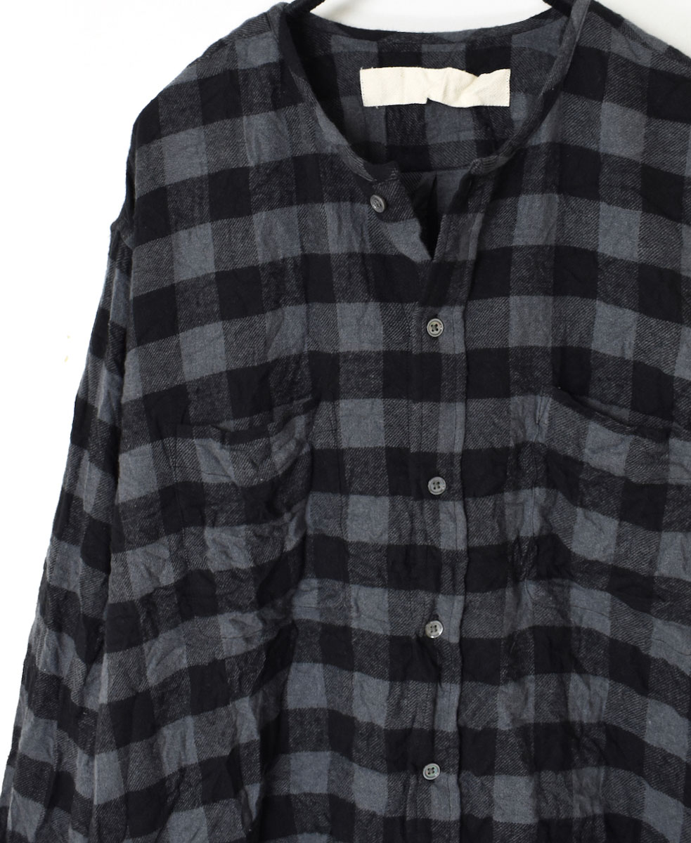 NVL2311FCW (シャツ) COTTON FLANNEL CHECK CREW-NECK L/SL OVERSIZED SHIRT