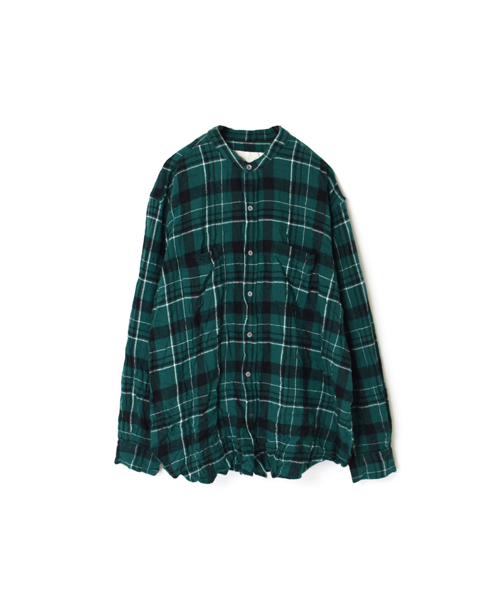 NVL1951FCW (シャツ) COTTON FLANNEL CHECK BANDED COLLAR L/SL OVERSIZED SHIRT