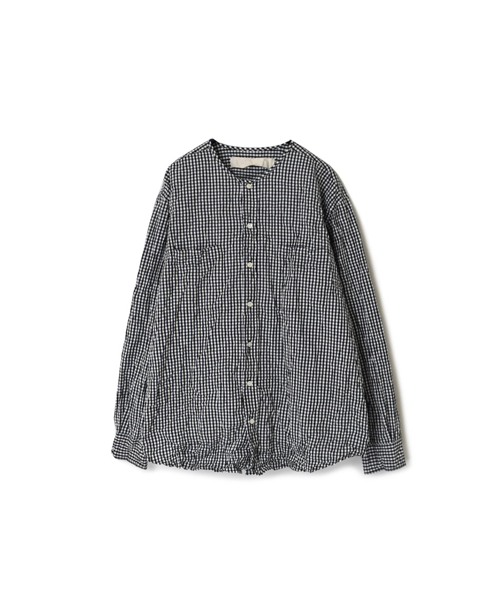 NVL2311GCW (シャツ) POPLIN CHECK CREW-NECK L/SL OVERSIZED SHIRT