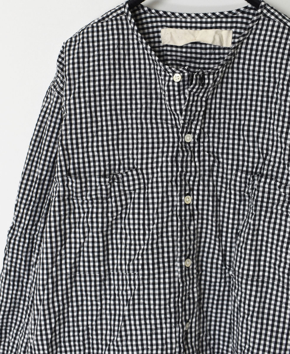 NVL2311GCW (シャツ) POPLIN CHECK CREW-NECK L/SL OVERSIZED SHIRT