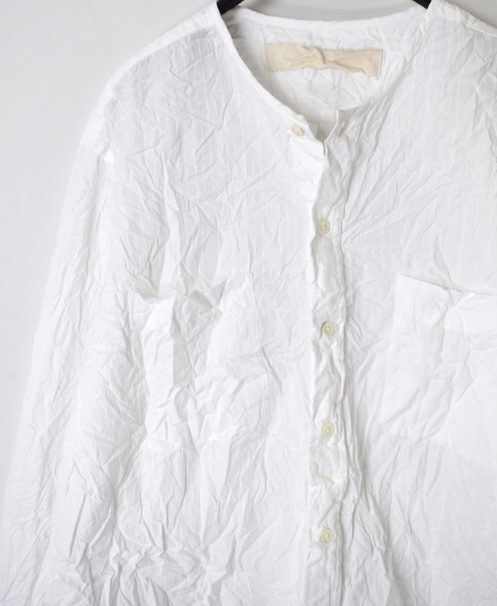 NVL2311DSW (シャツ) 40'S POPLIN DOBIE STRIPE CREW-NECK L/SL OVERSIZED SHIRT