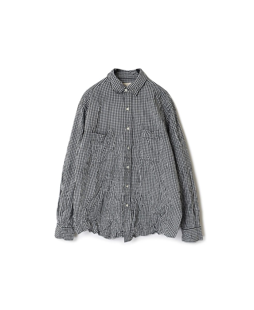 NVL1861GCW (シャツ) POPLIN CHECK REGULAR COLLAR L/SL OVERSIZED SHIRT