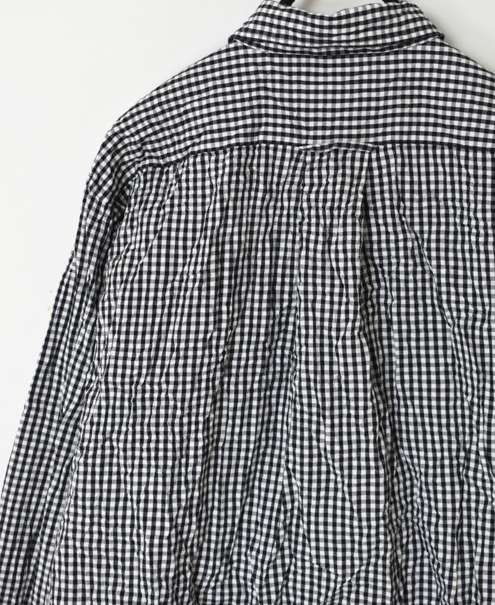 NVL1861GCW (シャツ) POPLIN CHECK REGULAR COLLAR L/SL OVERSIZED SHIRT