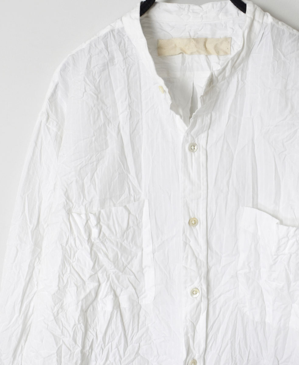 NVL1951DSW (シャツ) 40'S POPLIN DOBIE STRIPE BANDED COLLAR L/SL OVERSIZED SHIRT