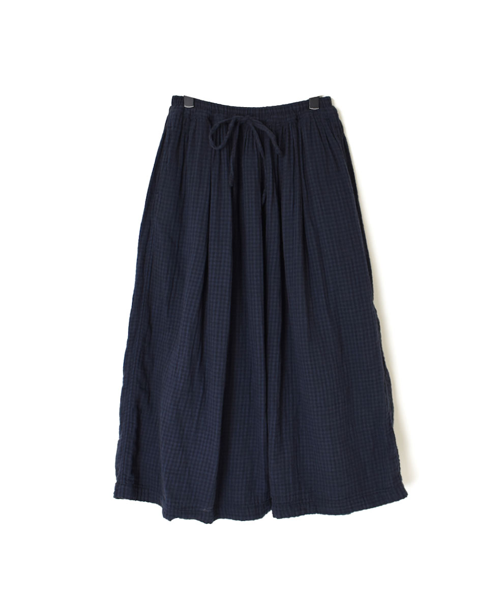 INAM1952DGD (スカート) DOUBLE GAUZE OVER DYED SMALL CHECK MEDIUM CHECK EASY GATHERED SKIRT