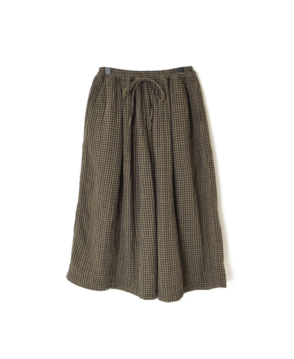 INAM1952DGD (スカート) DOUBLE GAUZE OVER DYED SMALL CHECK MEDIUM CHECK EASY GATHERED SKIRT