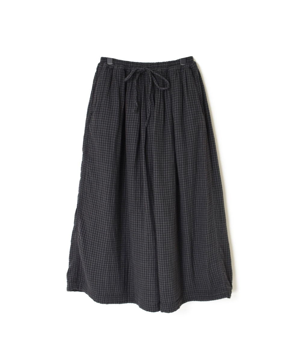 INAM1952DGD (スカート) DOUBLE GAUZE OVER DYED SMALL CHECK MEDIUM CHECK EASY GATHERED SKIRT