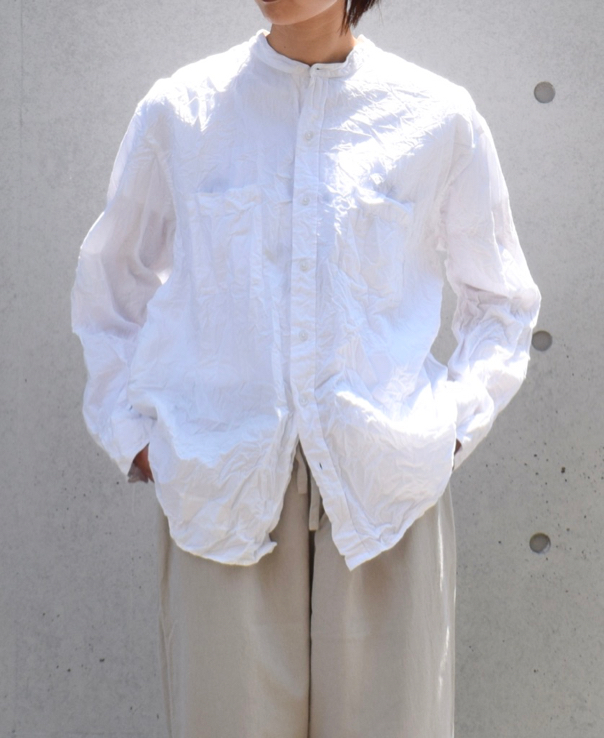NVL1951W (シャツ) 40'S ORGANIC POPLIN BANDED COLLAR L/SL OVERSIZED SHIRT