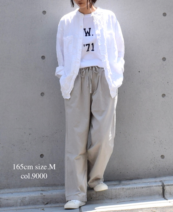 NVL1951W (シャツ) 40'S ORGANIC POPLIN BANDED COLLAR L/SL OVERSIZED SHIRT
