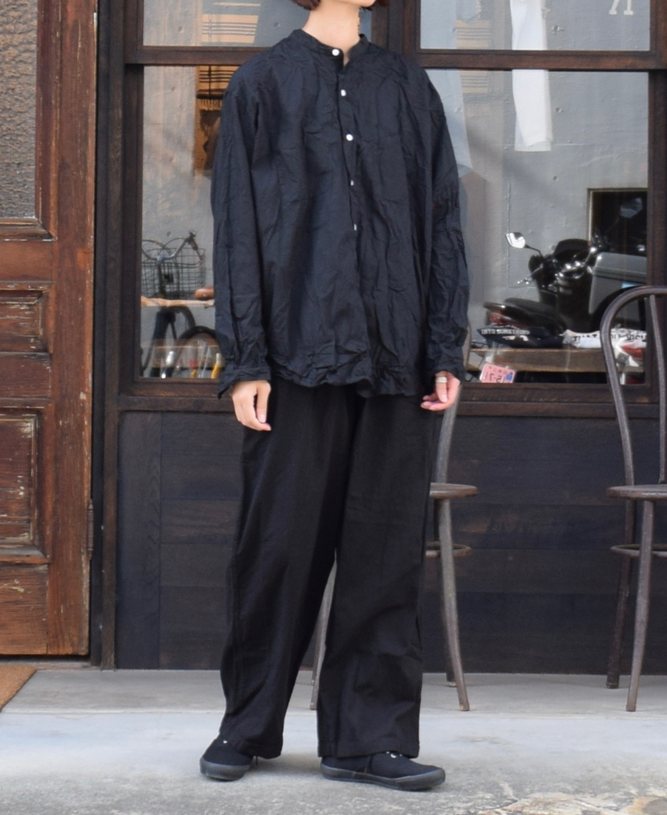 NVL1951W (シャツ) 40'S ORGANIC POPLIN BANDED COLLAR L/SL OVERSIZED SHIRT