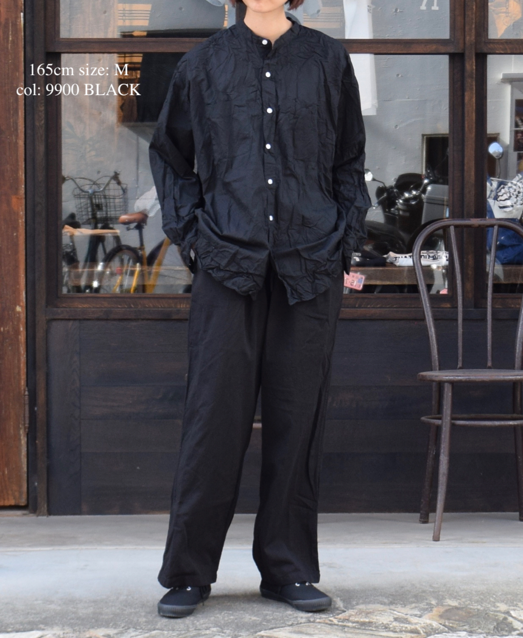 NVL1951W (シャツ) 40'S ORGANIC POPLIN BANDED COLLAR L/SL OVERSIZED SHIRT