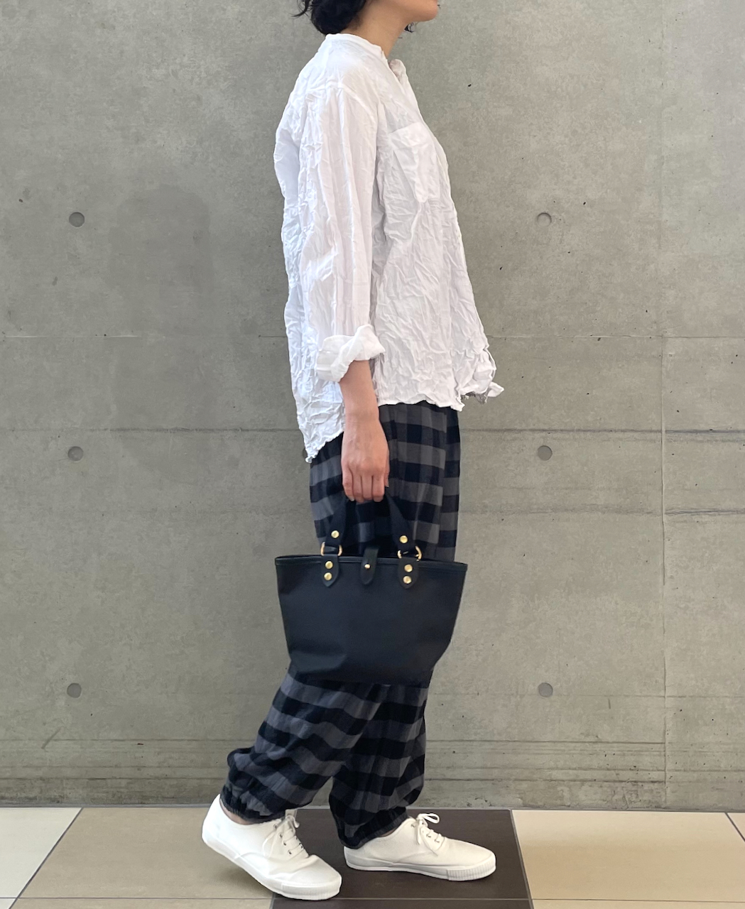 NVL1951DSW (シャツ) 40'S POPLIN DOBIE STRIPE BANDED COLLAR L/SL OVERSIZED SHIRT
