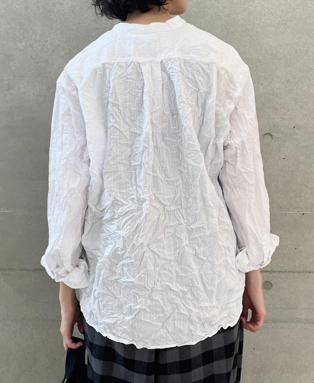 NVL1951DSW (シャツ) 40'S POPLIN DOBIE STRIPE BANDED COLLAR L/SL OVERSIZED SHIRT