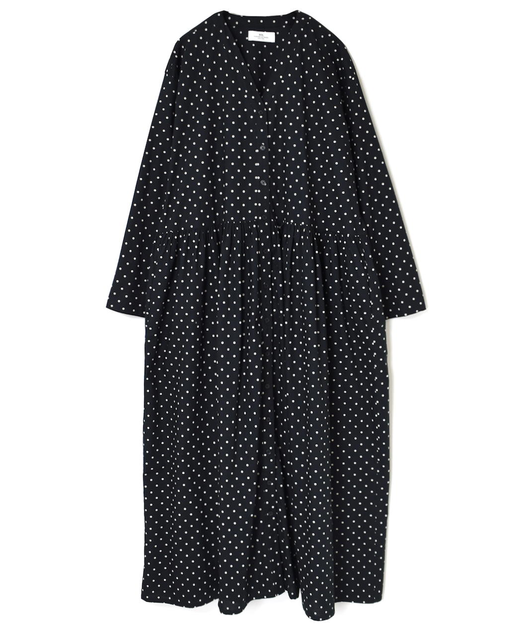 NSL23522 (ワンピース) 40’S POPLIN DOT PRINT V-NECK GATHERED DRESS