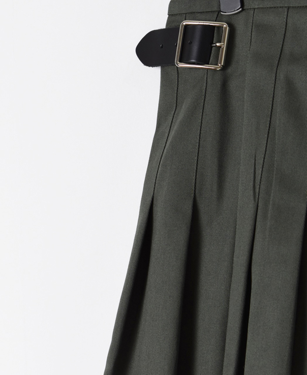NOD1702 (スカート) COTTON TWILL LOW WAIST PLEATS WRAP SKIRT LENGTH 80cm (WITH PIN)