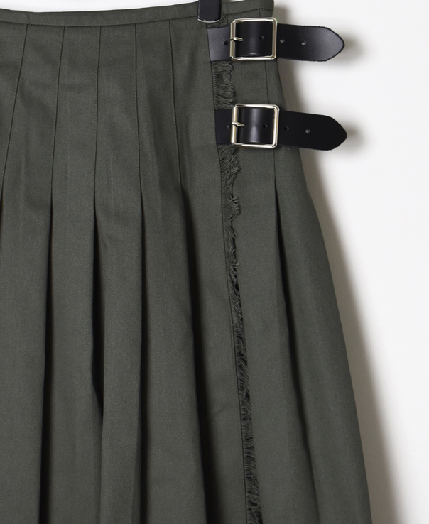 NOD1702 (スカート) COTTON TWILL LOW WAIST PLEATS WRAP SKIRT LENGTH 80cm (WITH PIN)