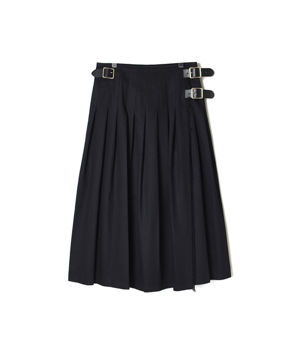 NOD1702 (スカート) COTTON TWILL LOW WAIST PLEATS WRAP SKIRT LENGTH 80cm (WITH PIN)