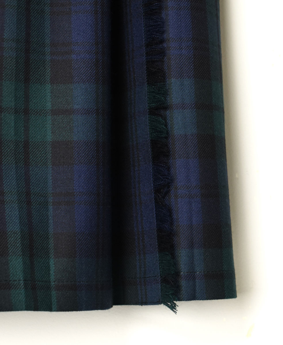 NOD0853 (スカート) WORSTED WOOL LOW WAIST PLEATS WRAP SKIRT LENGTH 80cm (WITH PIN)