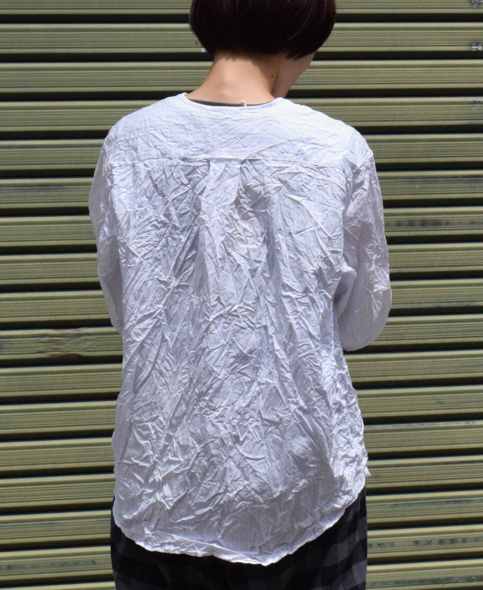 NVL2311DSW (シャツ) 40'S POPLIN DOBIE STRIPE CREW-NECK L/SL OVERSIZED SHIRT