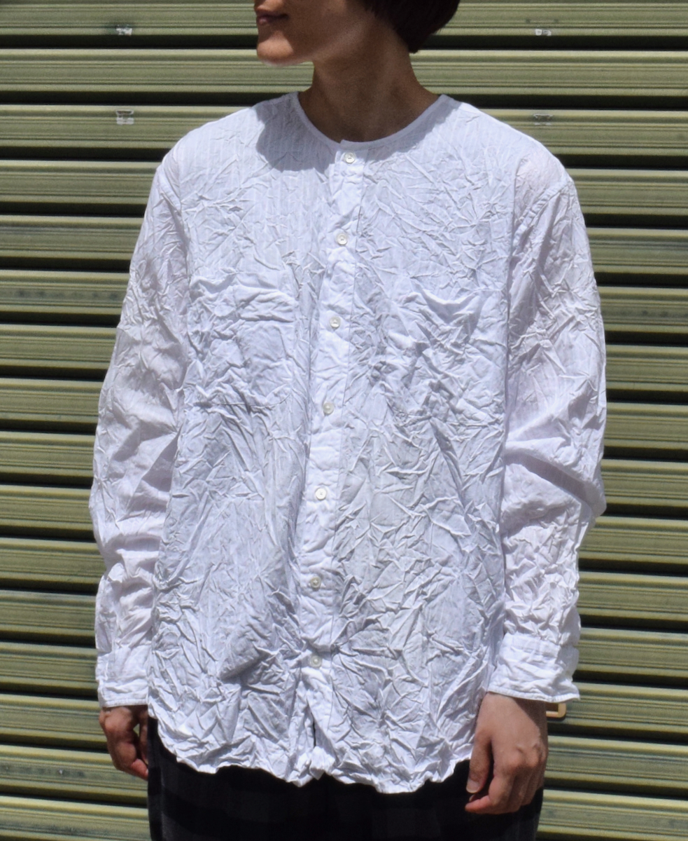 NVL2311DSW (シャツ) 40'S POPLIN DOBIE STRIPE CREW-NECK L/SL OVERSIZED SHIRT