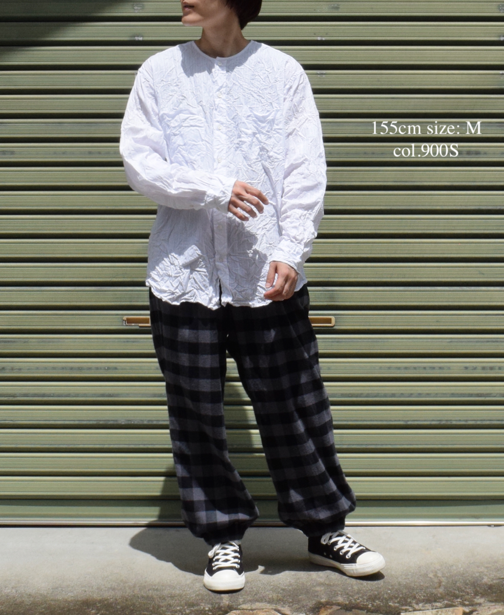 NVL2311DSW (シャツ) 40'S POPLIN DOBIE STRIPE CREW-NECK L/SL OVERSIZED SHIRT