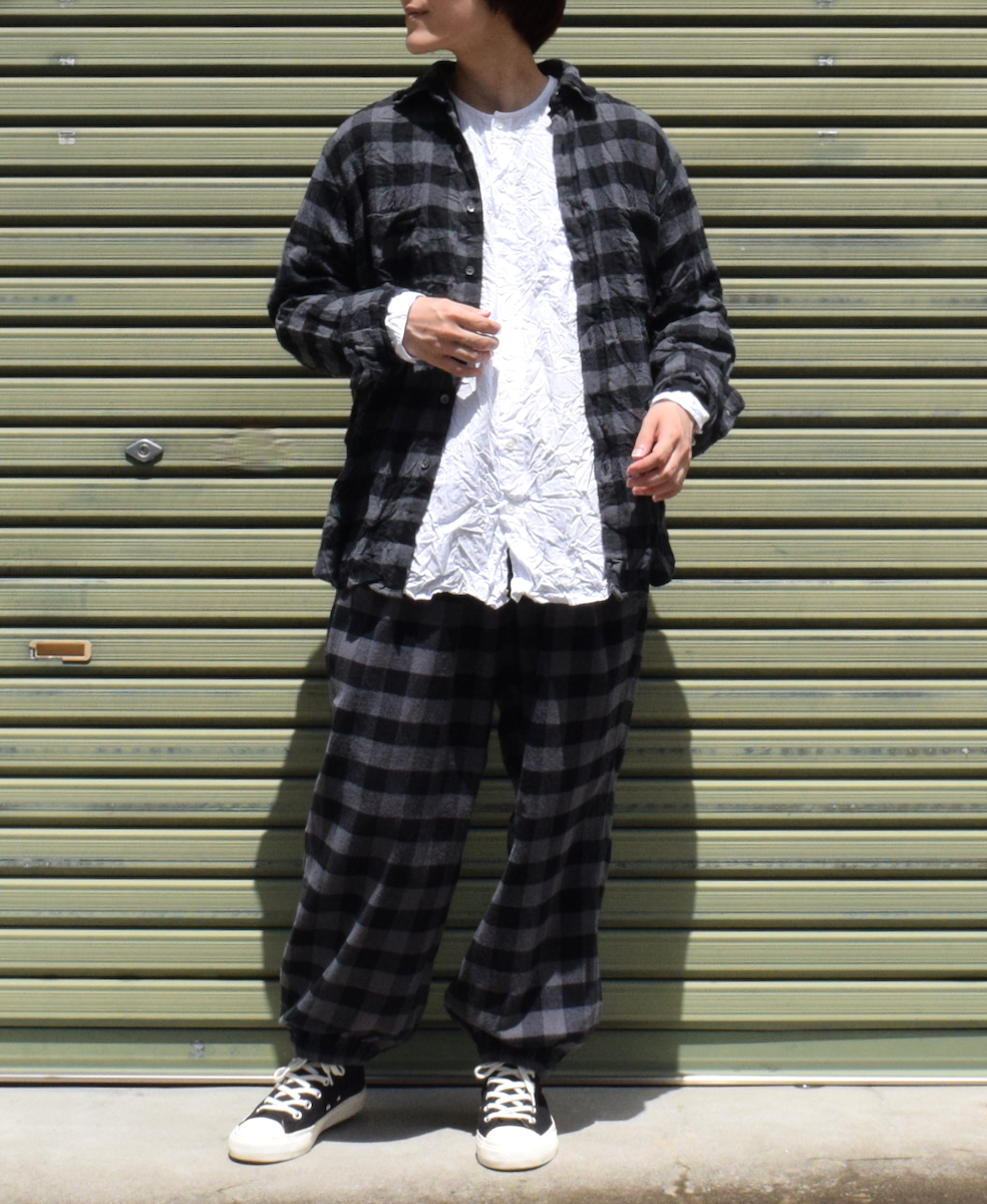 NVL1861FCW (シャツ) COTTON FLANNEL CHECK REGULAR COLLAR L/SL OVERSIZED SHIRT