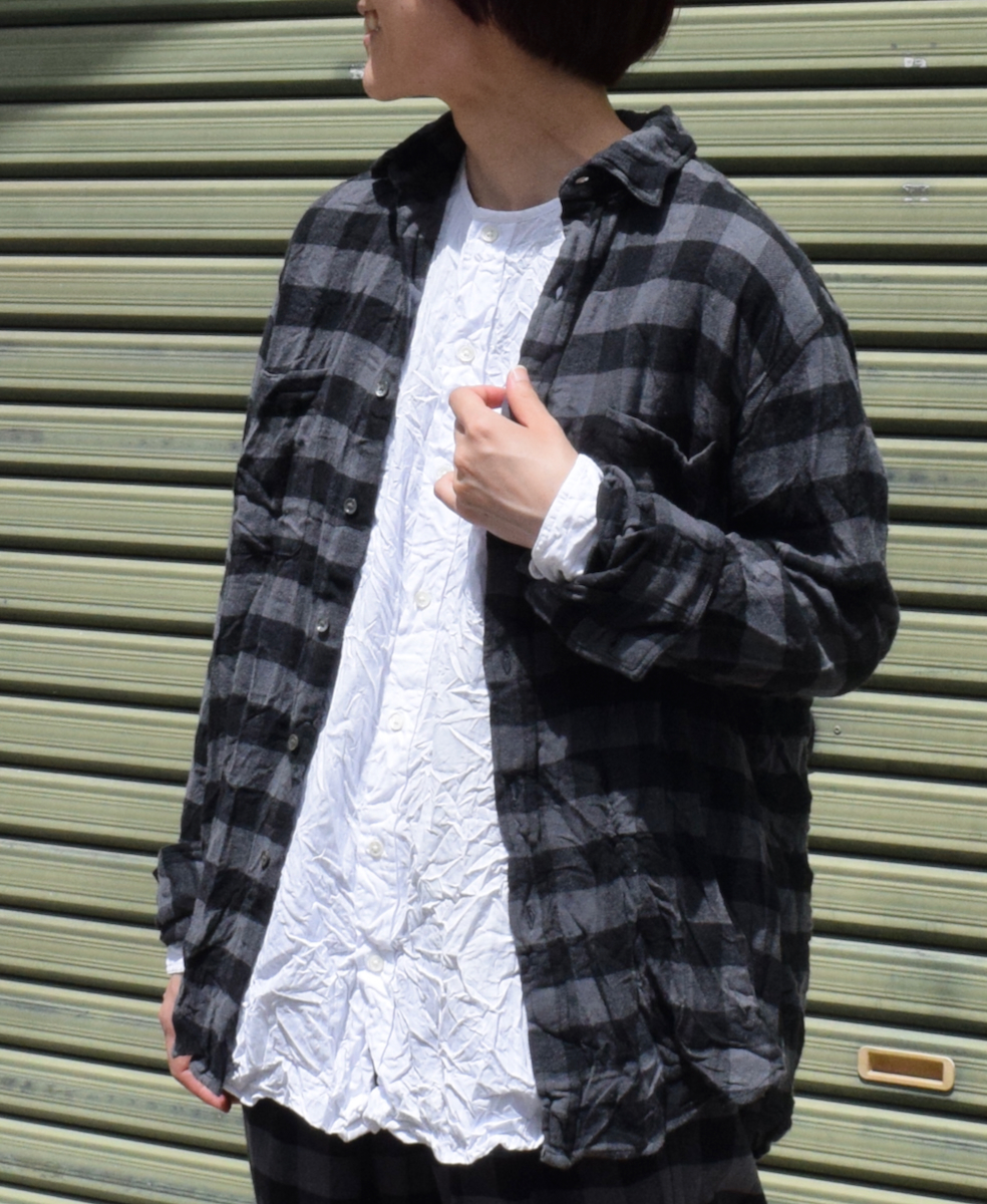 NVL1861FCW (シャツ) COTTON FLANNEL CHECK REGULAR COLLAR L/SL OVERSIZED SHIRT