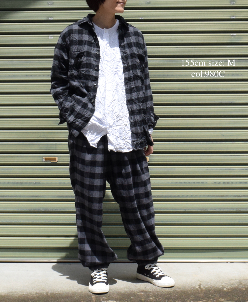 NVL1861FCW (シャツ) COTTON FLANNEL CHECK REGULAR COLLAR L/SL OVERSIZED SHIRT
