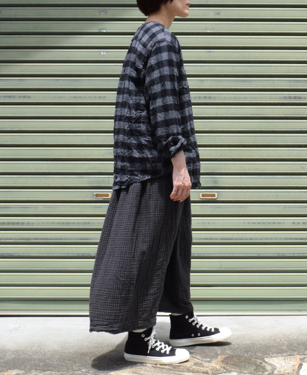 NVL2311FCW (シャツ) COTTON FLANNEL CHECK CREW-NECK L/SL OVERSIZED SHIRT