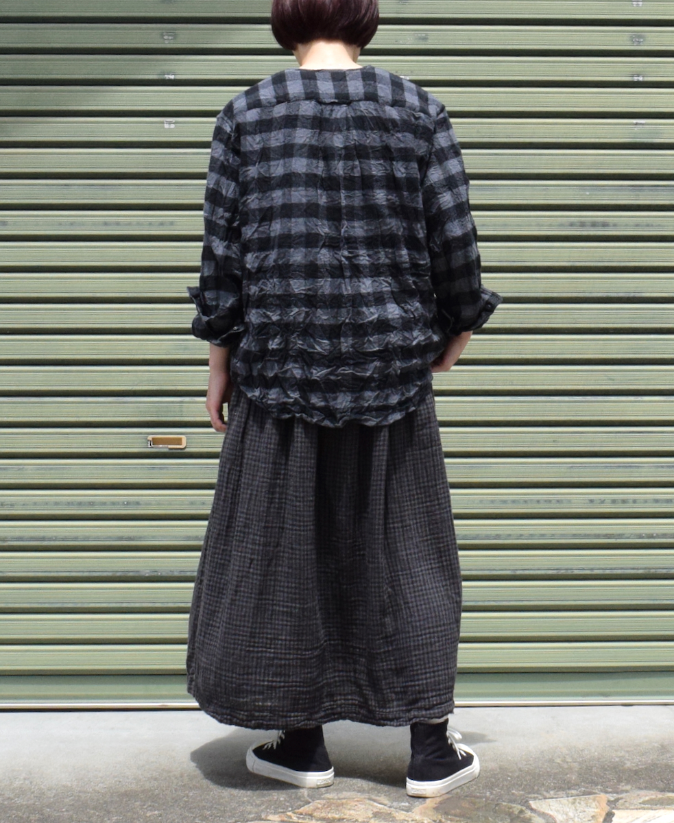 NVL2311FCW (シャツ) COTTON FLANNEL CHECK CREW-NECK L/SL OVERSIZED SHIRT