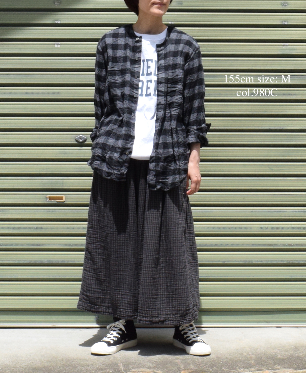 NVL2311FCW (シャツ) COTTON FLANNEL CHECK CREW-NECK L/SL OVERSIZED SHIRT