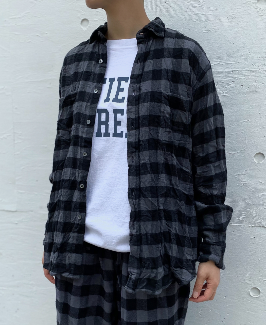 NVL1861FCW (シャツ) COTTON FLANNEL CHECK REGULAR COLLAR L/SL OVERSIZED SHIRT