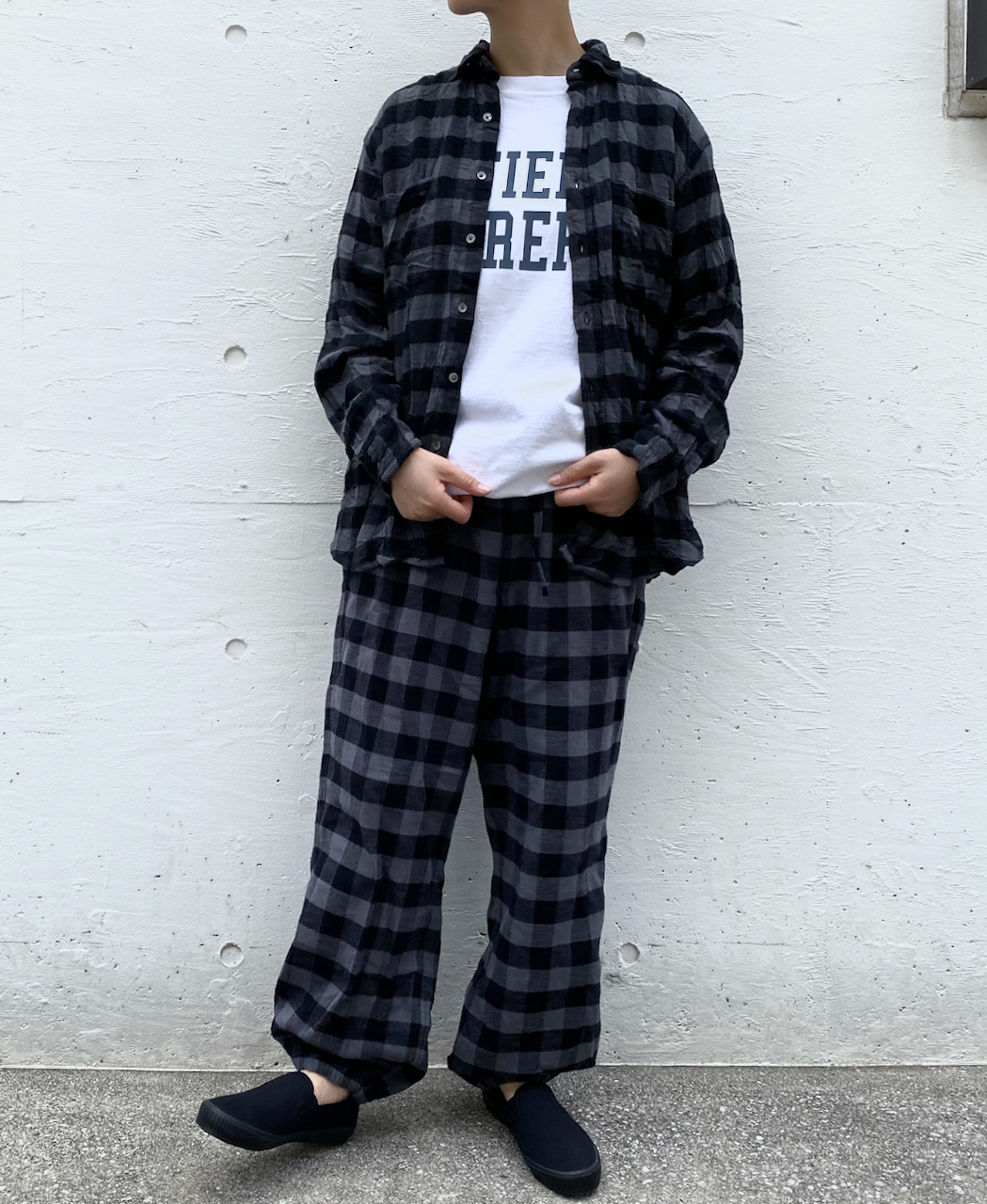 NVL1861FCW (シャツ) COTTON FLANNEL CHECK REGULAR COLLAR L/SL OVERSIZED SHIRT