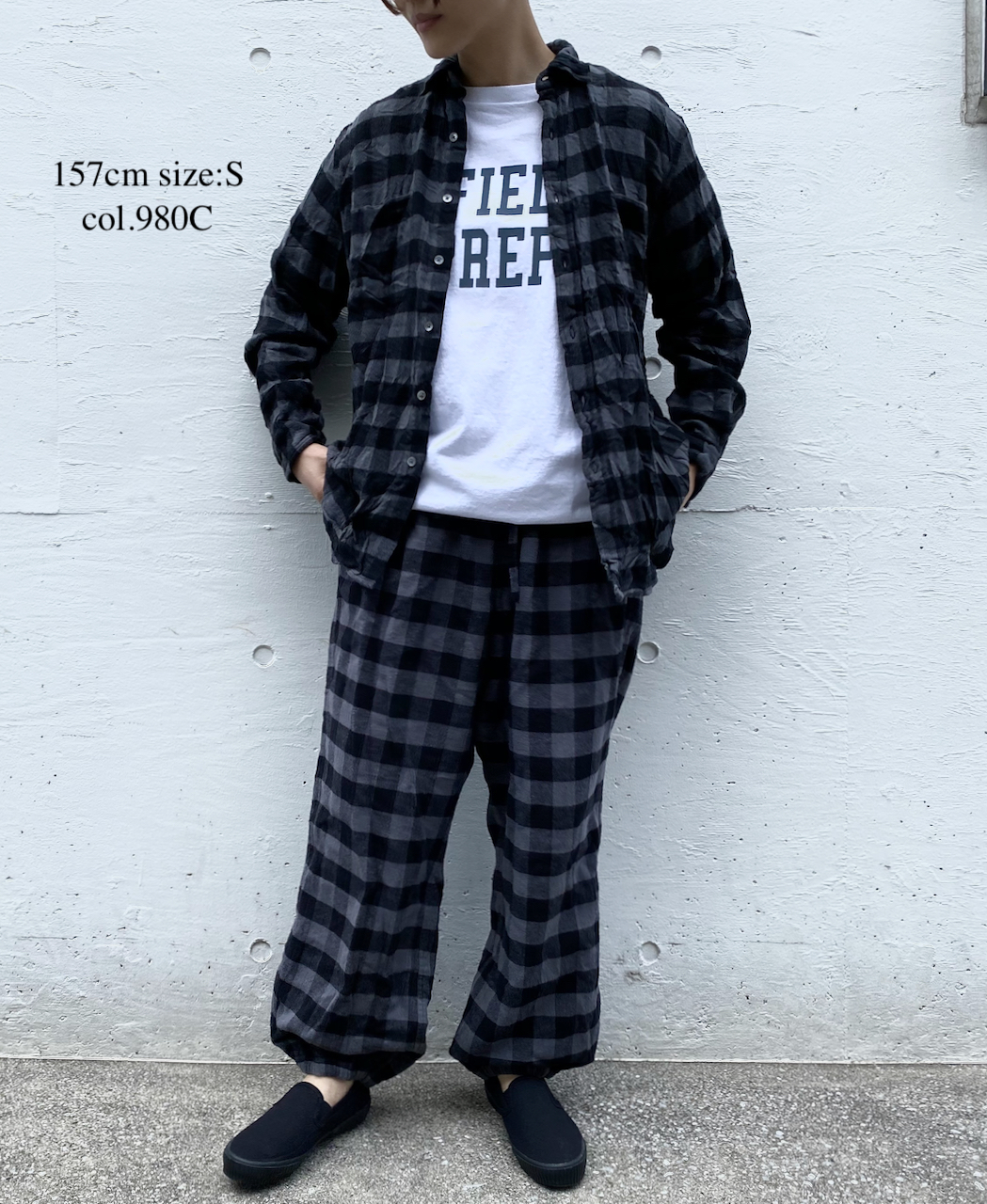 NVL1861FCW (シャツ) COTTON FLANNEL CHECK REGULAR COLLAR L/SL OVERSIZED SHIRT