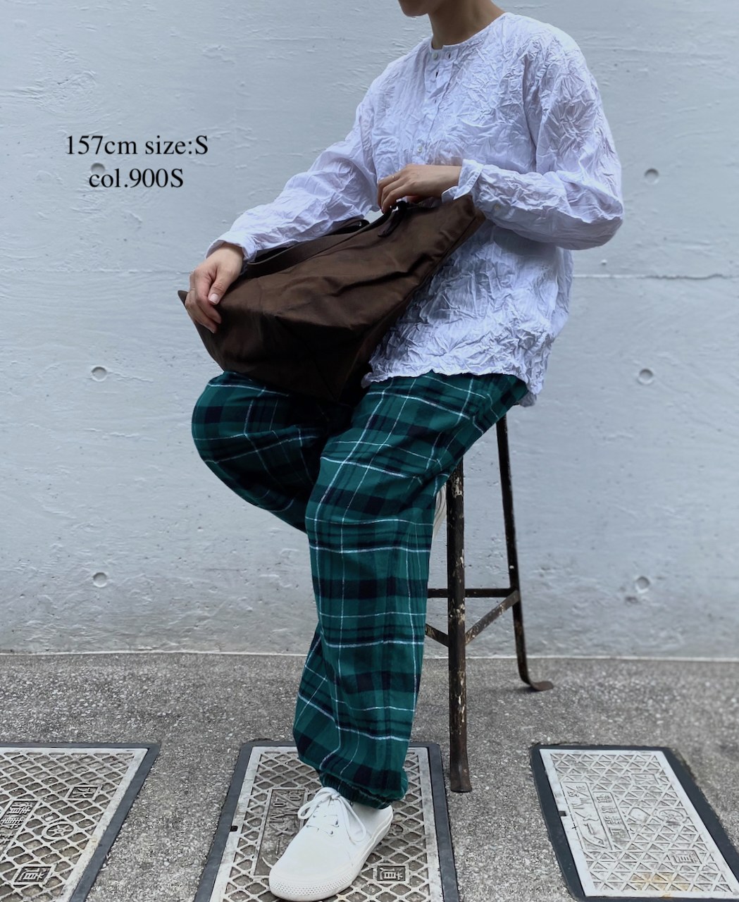 NVL2311DSW (シャツ) 40'S POPLIN DOBIE STRIPE CREW-NECK L/SL OVERSIZED SHIRT