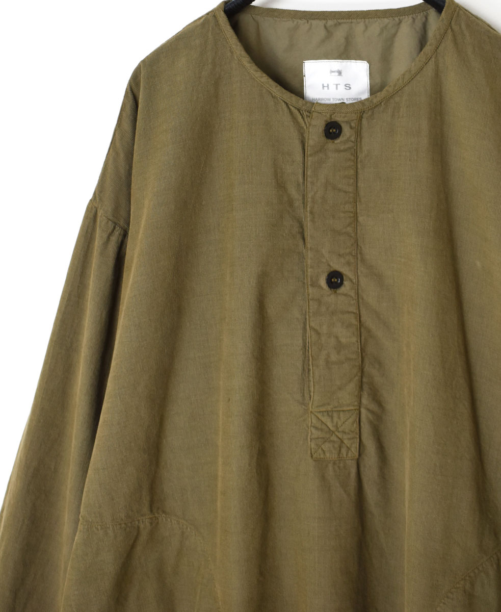 INHT2301CD (ロングシャツ) 26WALES CORDUROY OVERDYE HENLY NECK LONG SHIRT