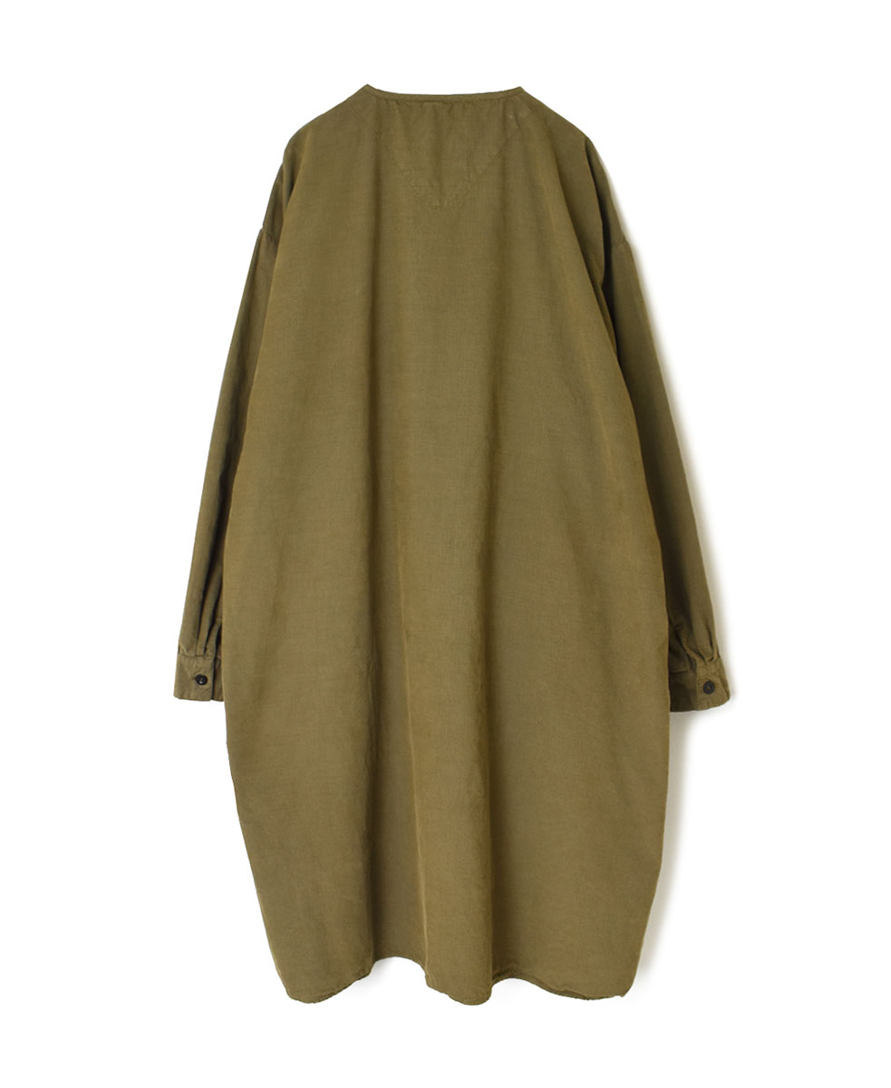 INHT2301CD (ロングシャツ) 26WALES CORDUROY OVERDYE HENLY NECK LONG SHIRT