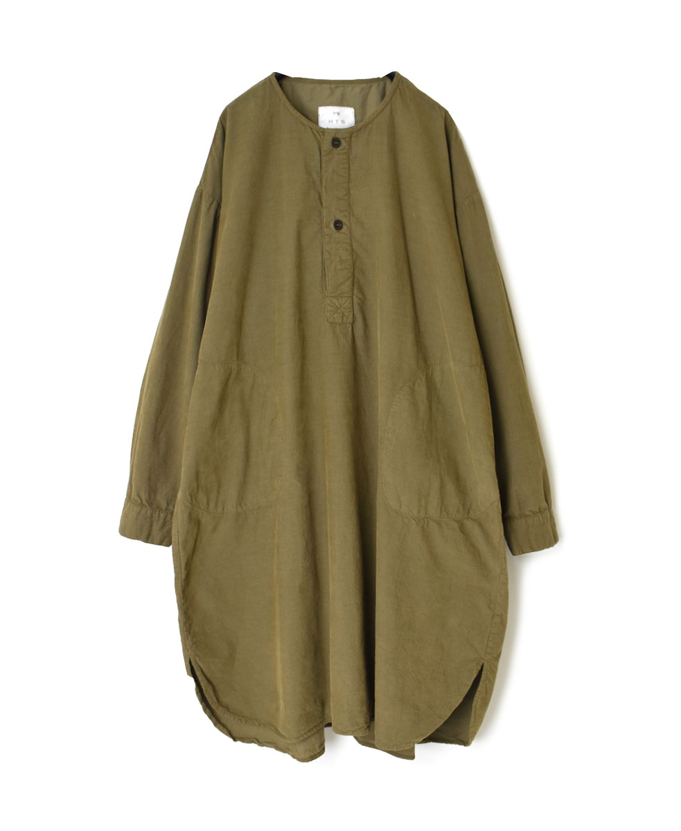 INHT2301CD (ロングシャツ) 26WALES CORDUROY OVERDYE HENLY NECK LONG SHIRT