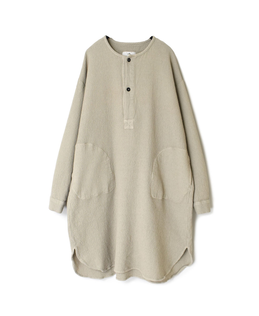 INHT2301WPD (ロングシャツ) WAFFLE PLAIN OVERDYE HENLY NECK LONG SHIRT