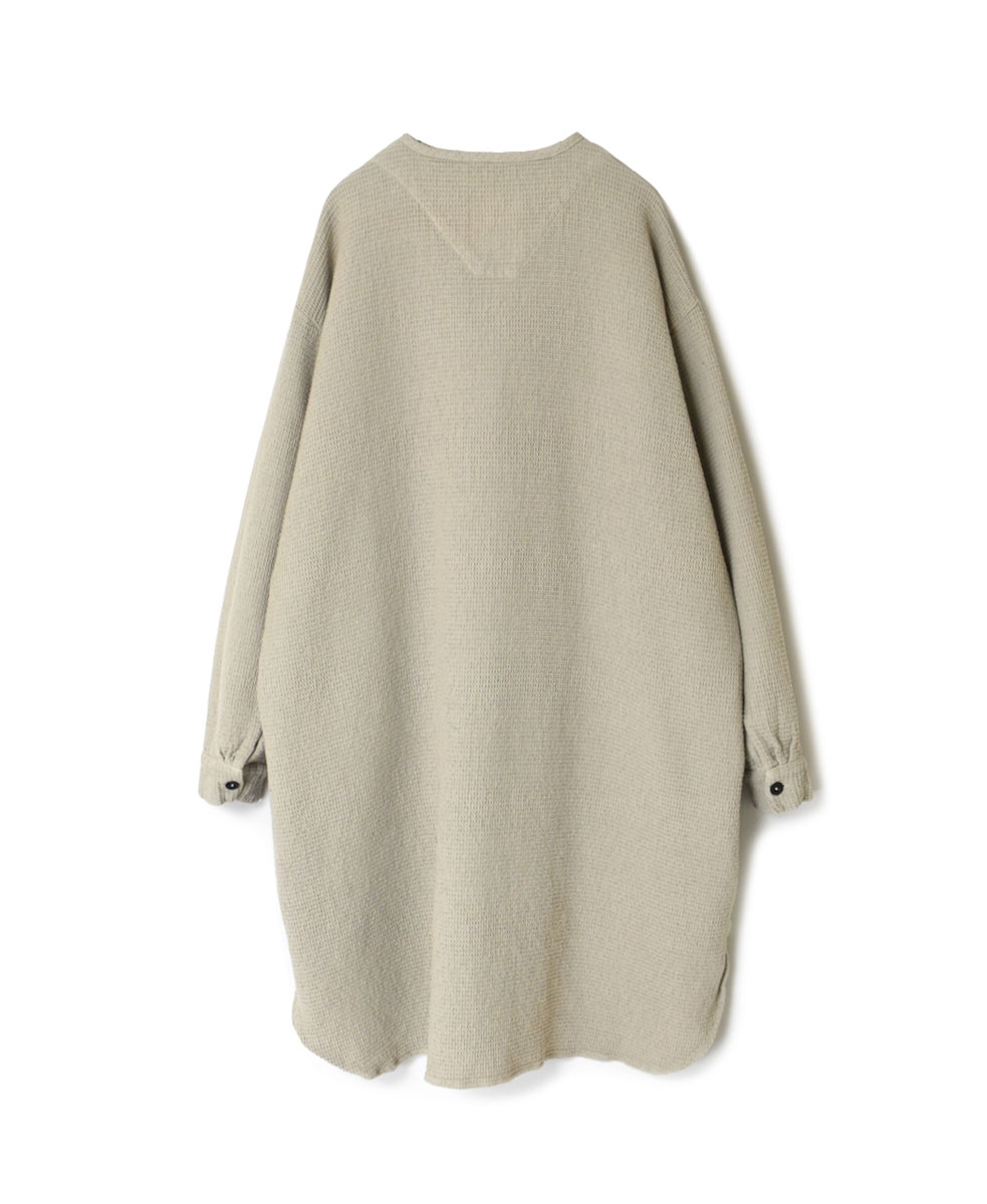 INHT2301WPD (ロングシャツ) WAFFLE PLAIN OVERDYE HENLY NECK LONG SHIRT