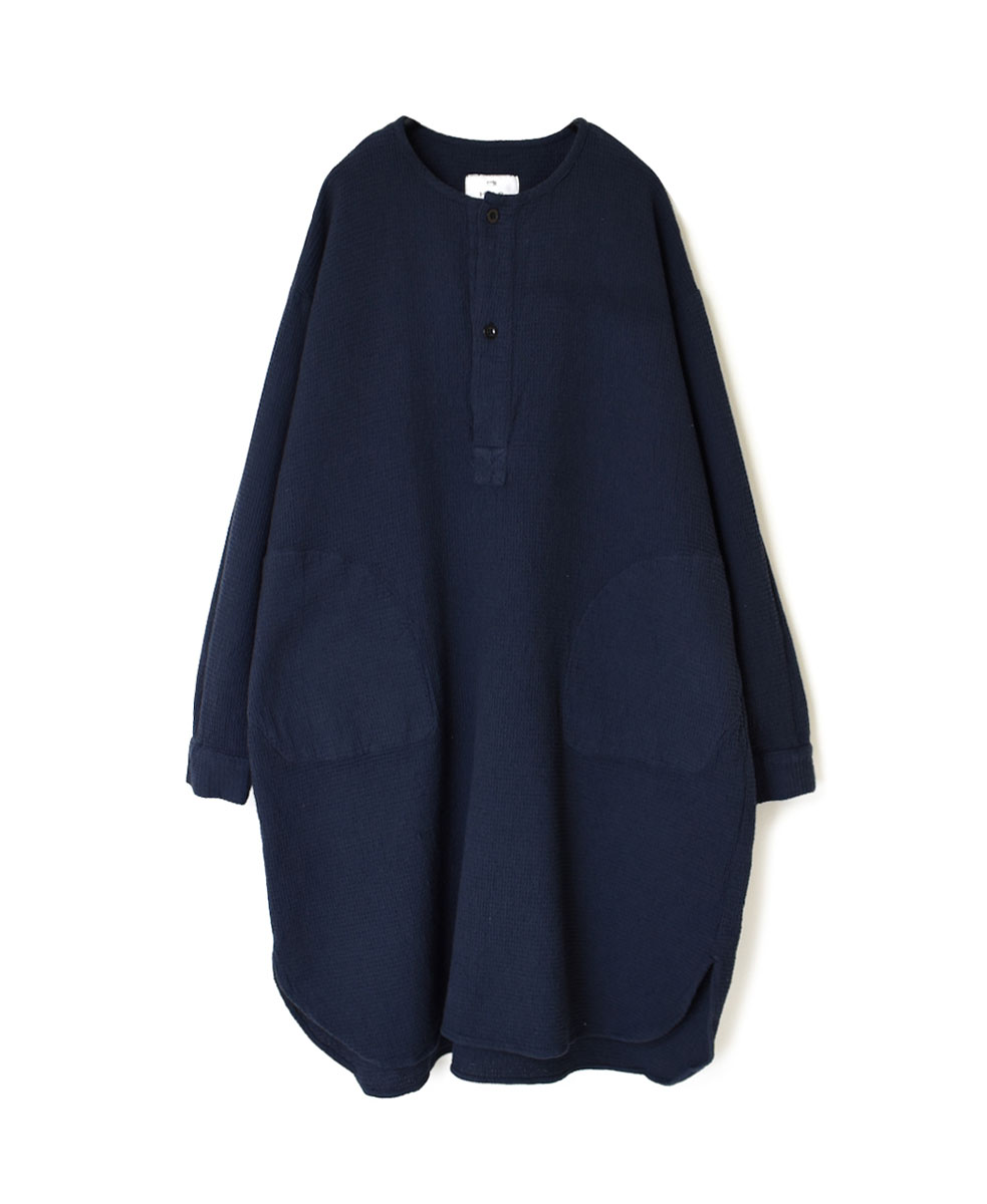 INHT2301WPD (ロングシャツ) WAFFLE PLAIN OVERDYE HENLY NECK LONG SHIRT