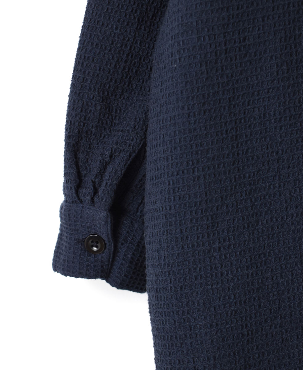 INHT2301WPD (ロングシャツ) WAFFLE PLAIN OVERDYE HENLY NECK LONG SHIRT