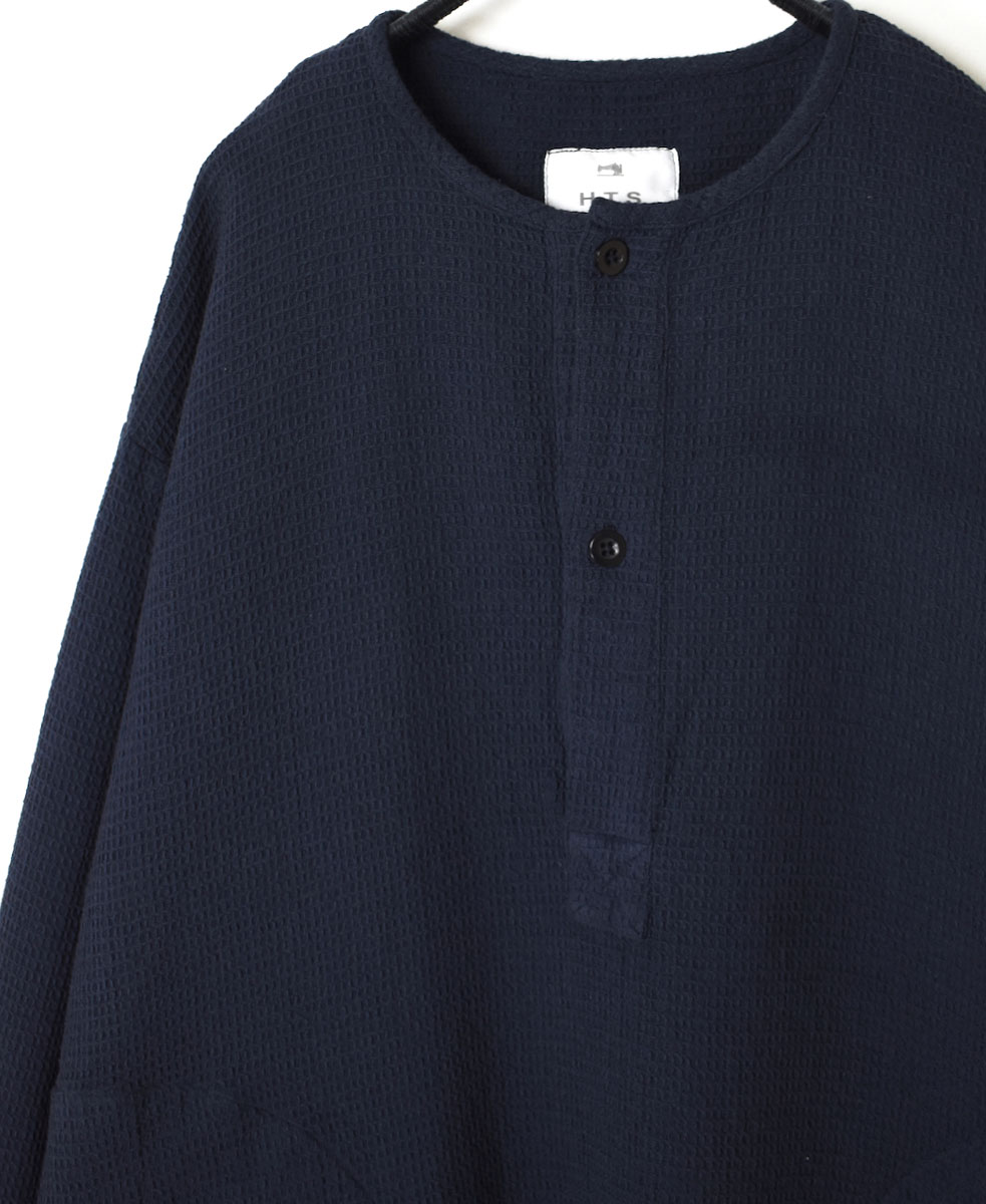 INHT2301WPD (ロングシャツ) WAFFLE PLAIN OVERDYE HENLY NECK LONG SHIRT