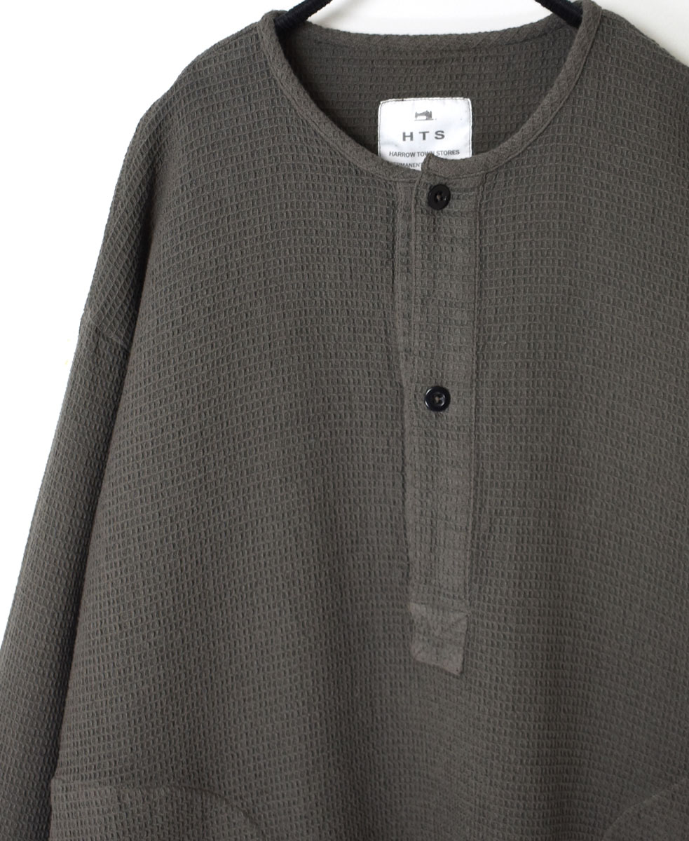 INHT2301WPD (ロングシャツ) WAFFLE PLAIN OVERDYE HENLY NECK LONG SHIRT