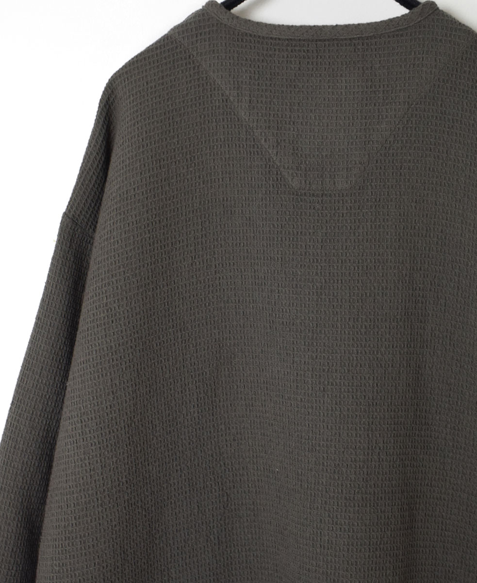 INHT2301WPD (ロングシャツ) WAFFLE PLAIN OVERDYE HENLY NECK LONG SHIRT