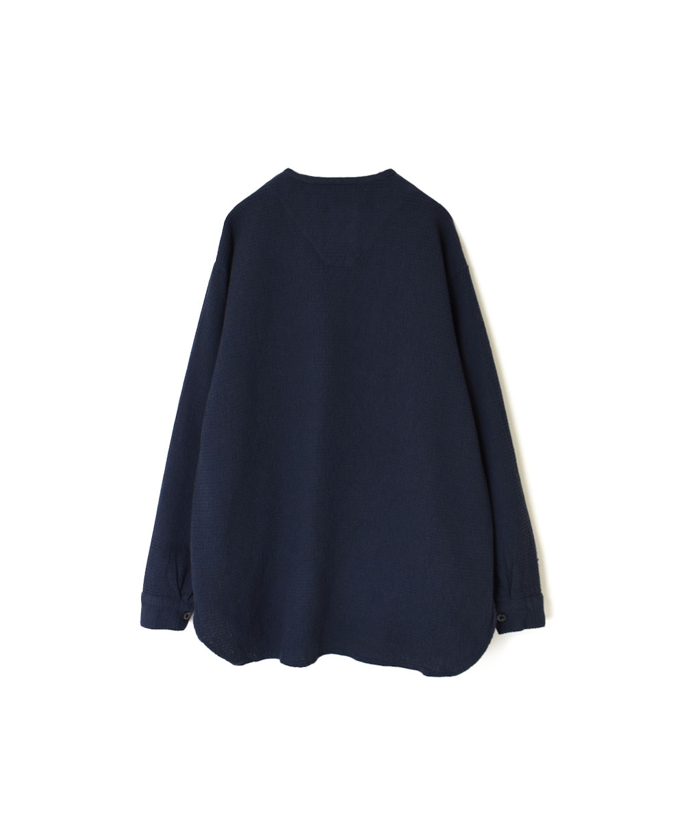 INHT2203WPD (シャツ) WAFFLE PLAIN OVERDYE HENLY NECK SHIRT