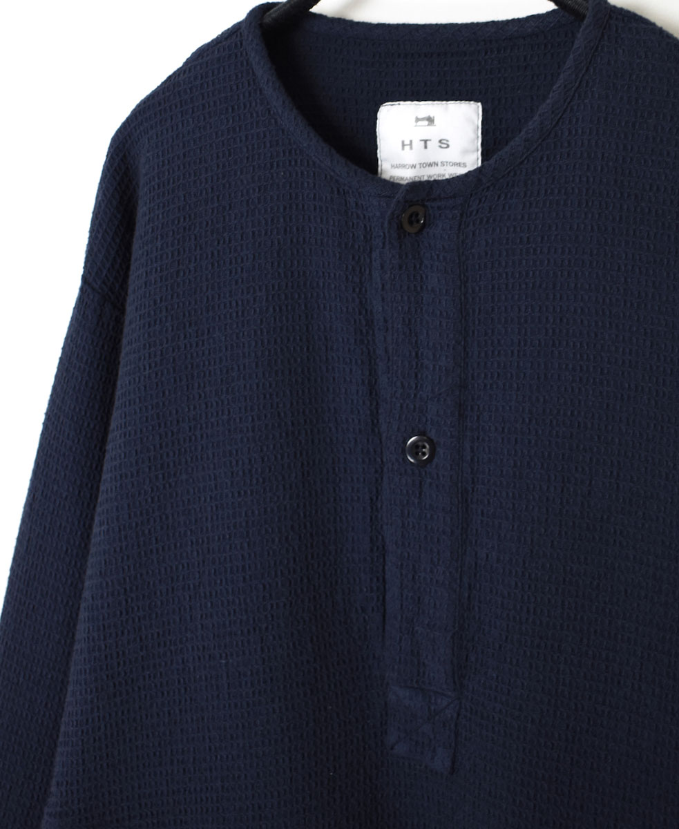INHT2203WPD (シャツ) WAFFLE PLAIN OVERDYE HENLY NECK SHIRT