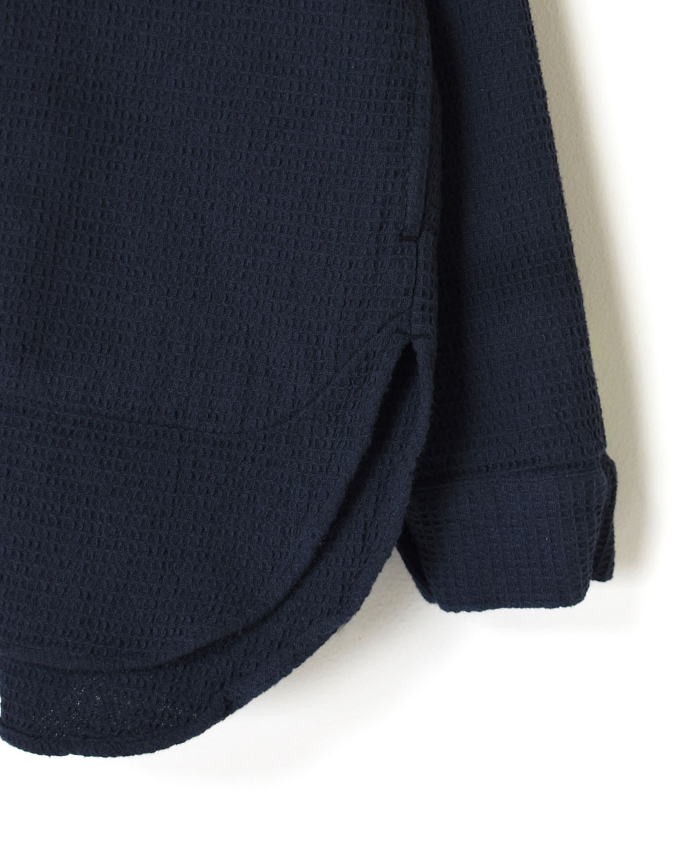 INHT2203WPD (シャツ) WAFFLE PLAIN OVERDYE HENLY NECK SHIRT